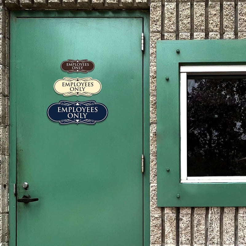 All Quality Designer EMPLOYEES ONLY Sign | Easy Installation | Office or Business Signs | Workplace Safety - White - Large (1 Pack) - Image 1